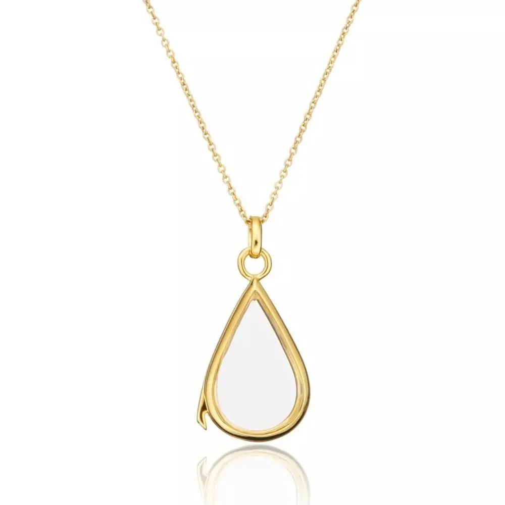 Gold Glass Gemstone Teardrop Locket