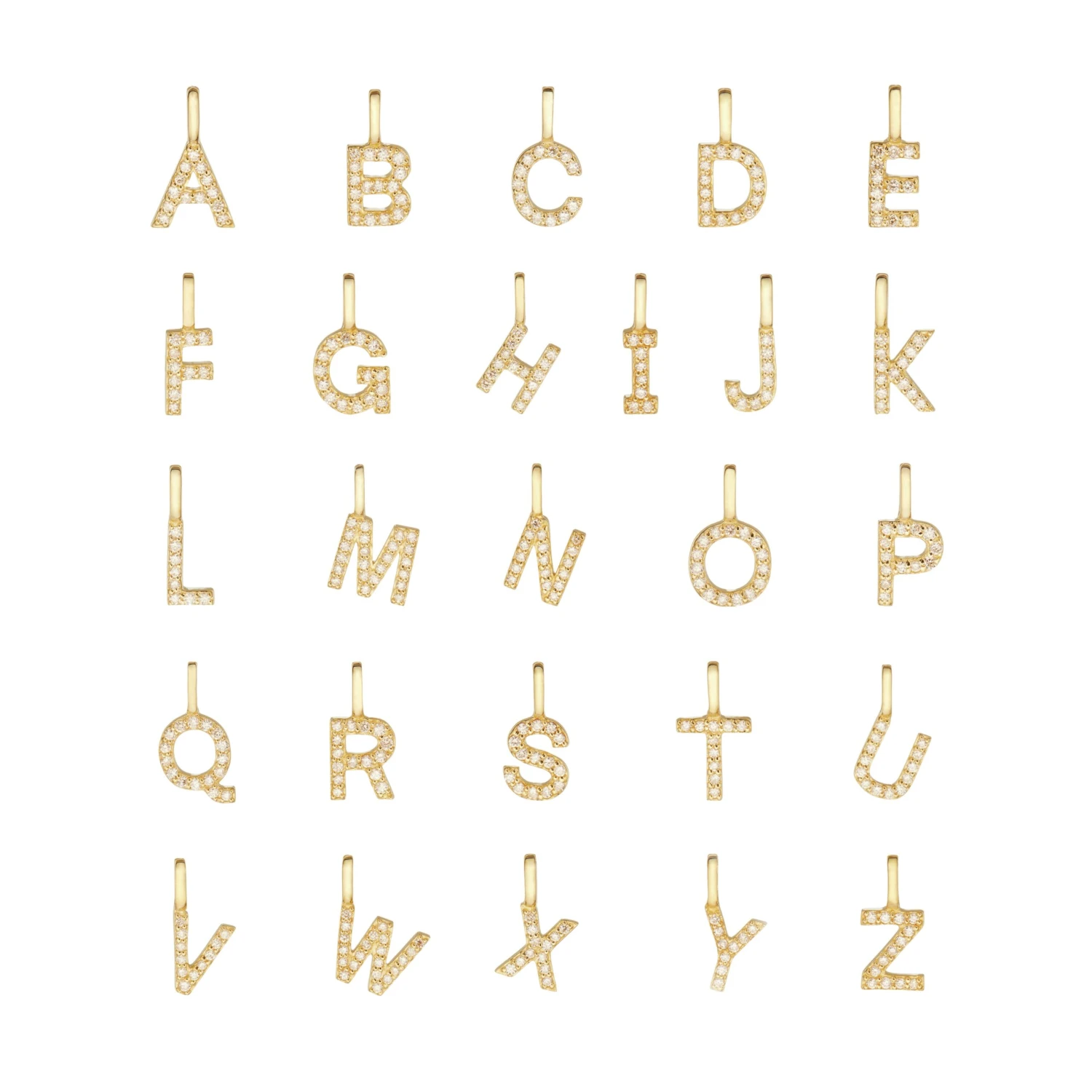 Solid Gold Genuine Diamond Individual Initial Charm - Image 2