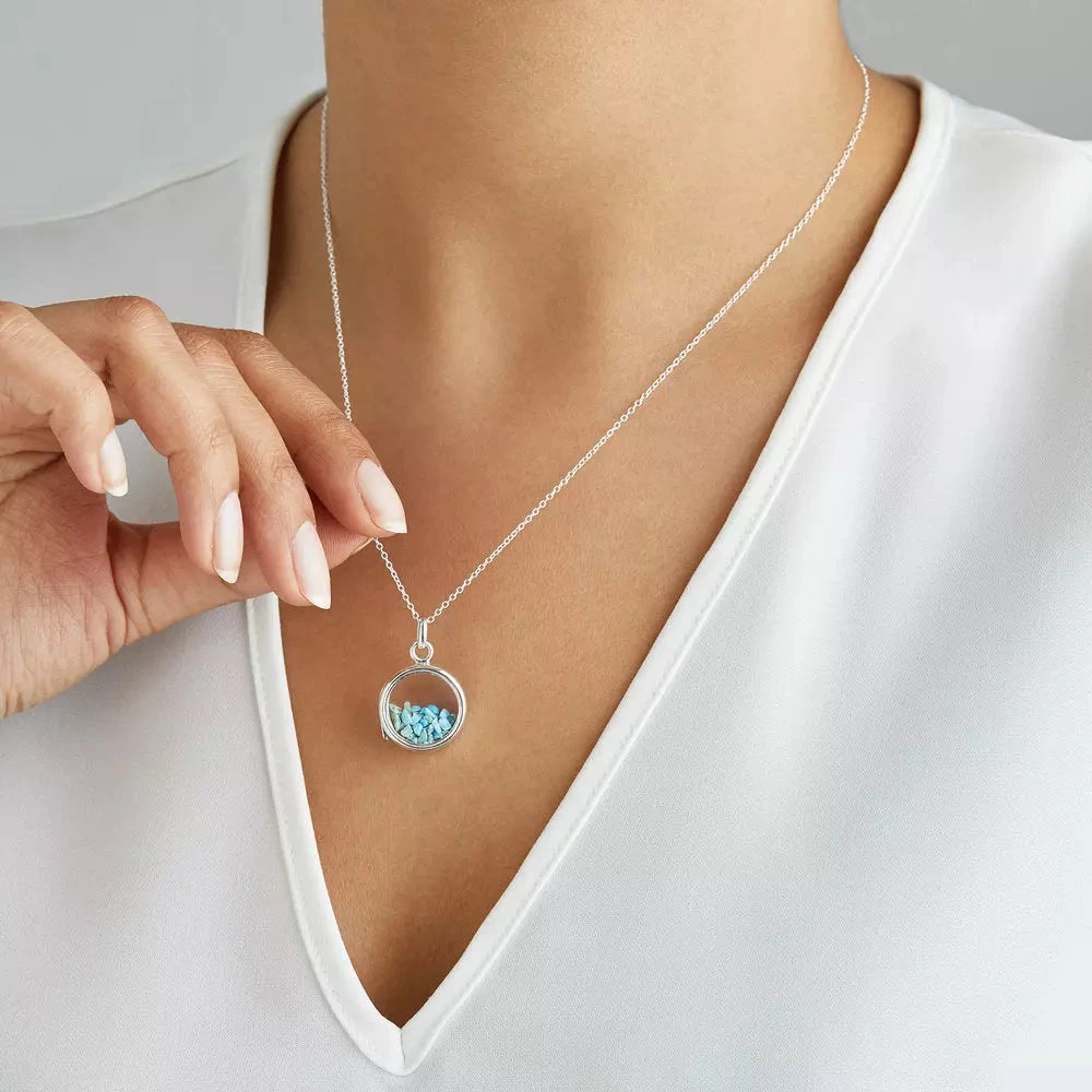 Silver Glass Gemstone Locket - Image 2