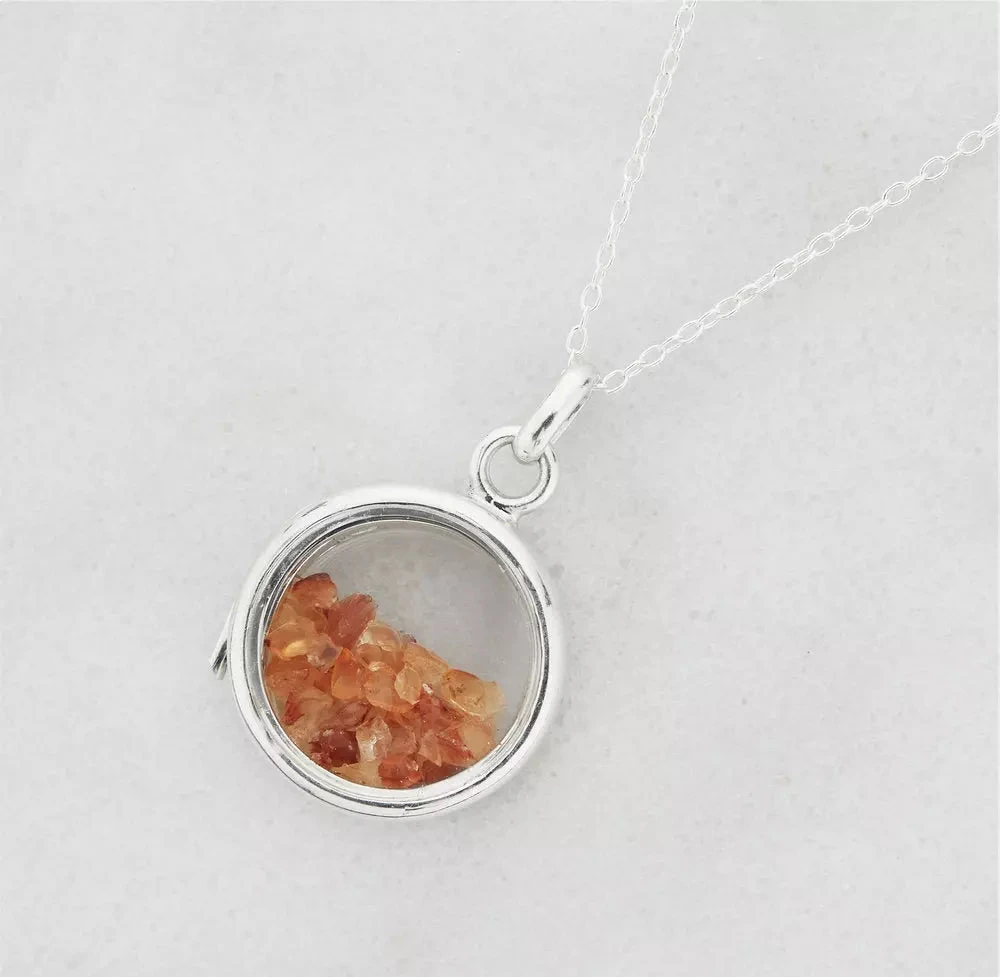Silver Glass Gemstone Locket - Image 3