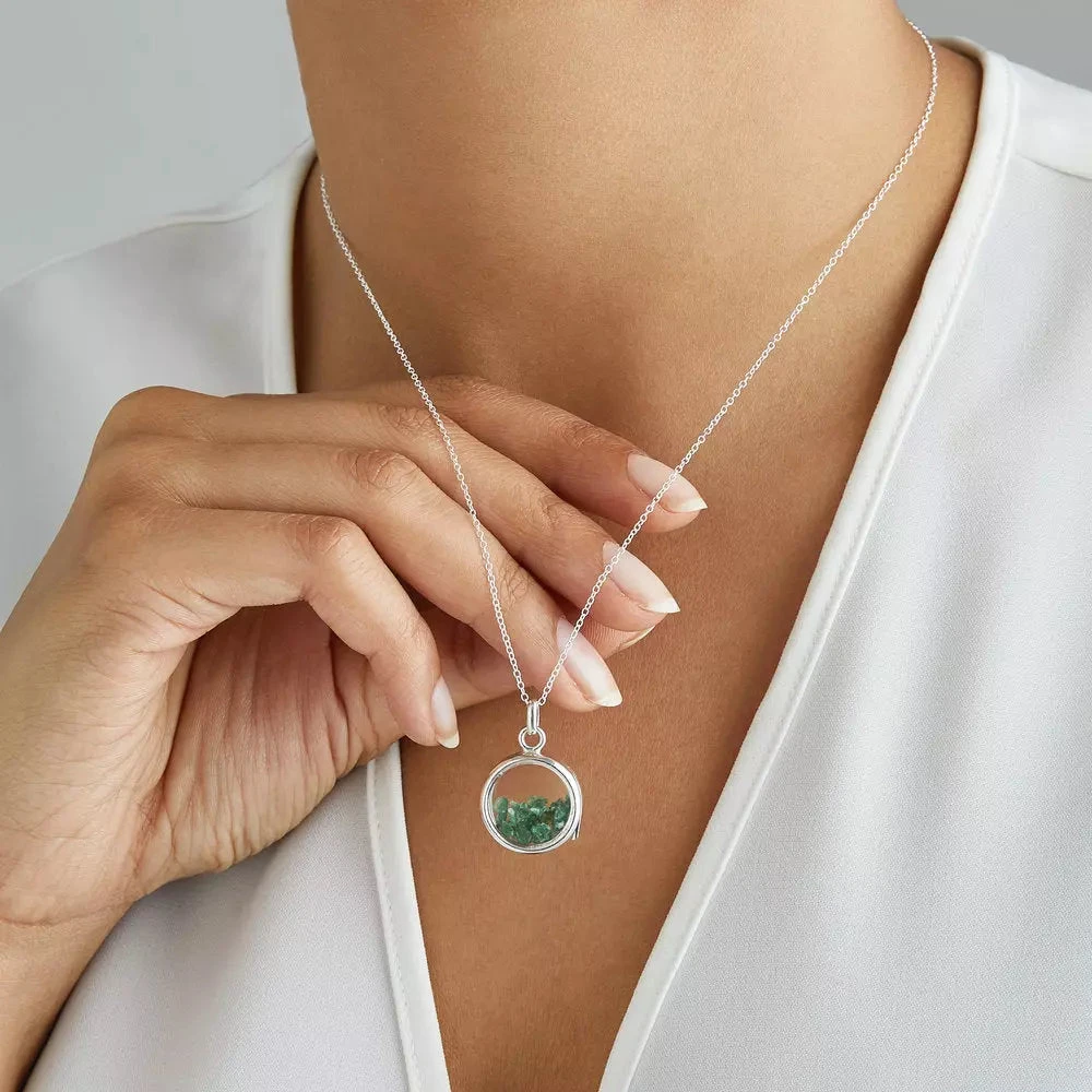 Silver Glass Gemstone Locket - Image 8