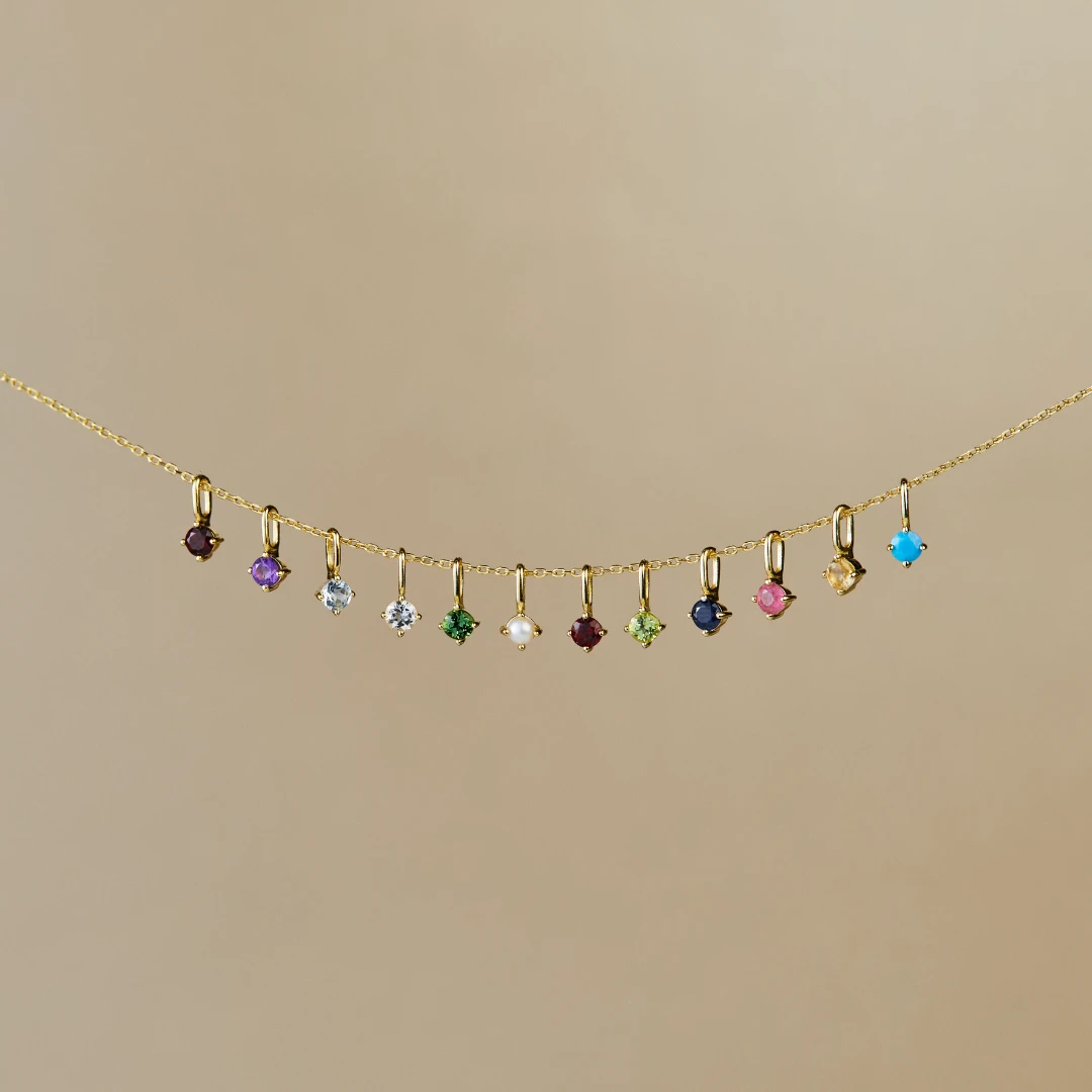 Gold Small Birthstone Pendant Necklace - Image 5