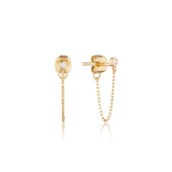Gold Diamond Style Chain Stud Earrings