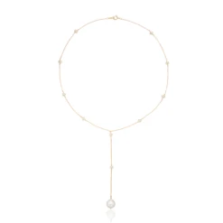 Gold Multi Pearl Lariat Necklace
