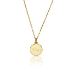 Gold Small Round Engraved Disc Necklace