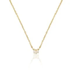 Gold Triple Baguette Diamond Necklace