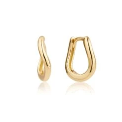 Gold Wave Huggie Hoop Earring