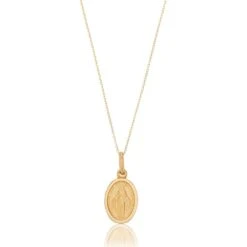Solid Gold Small Virgin Mary Necklace