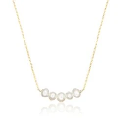 Gold Pearl Cluster Necklace