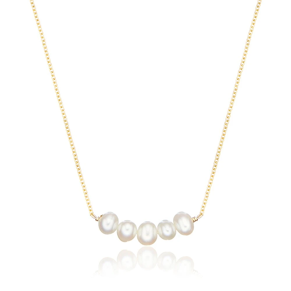 Gold Pearl Cluster Necklace
