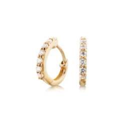 Gold Diamond Style Huggie Hoop Earrings