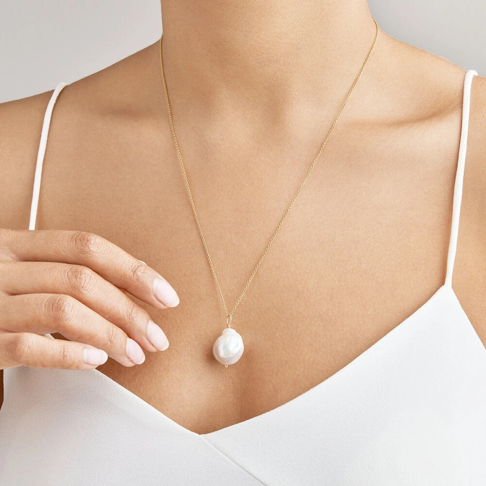 Silver Extra Large Baroque Pearl Necklace - Image 2