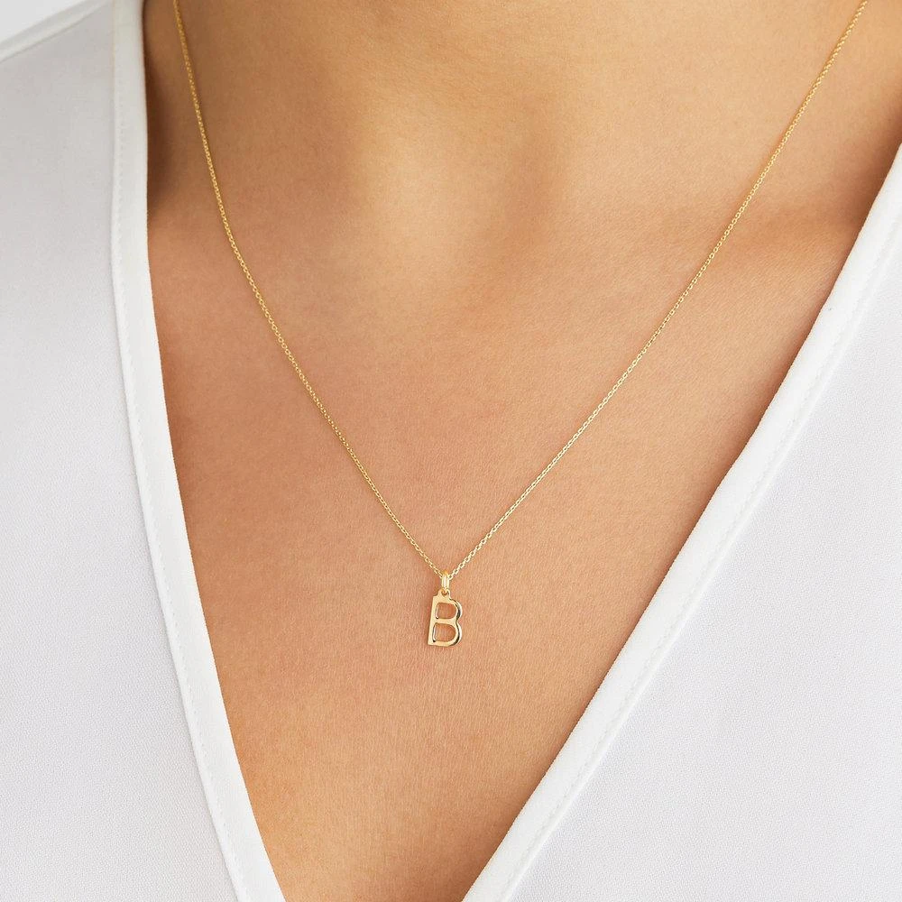 Solid White Gold Initial Letter Necklace - Image 12