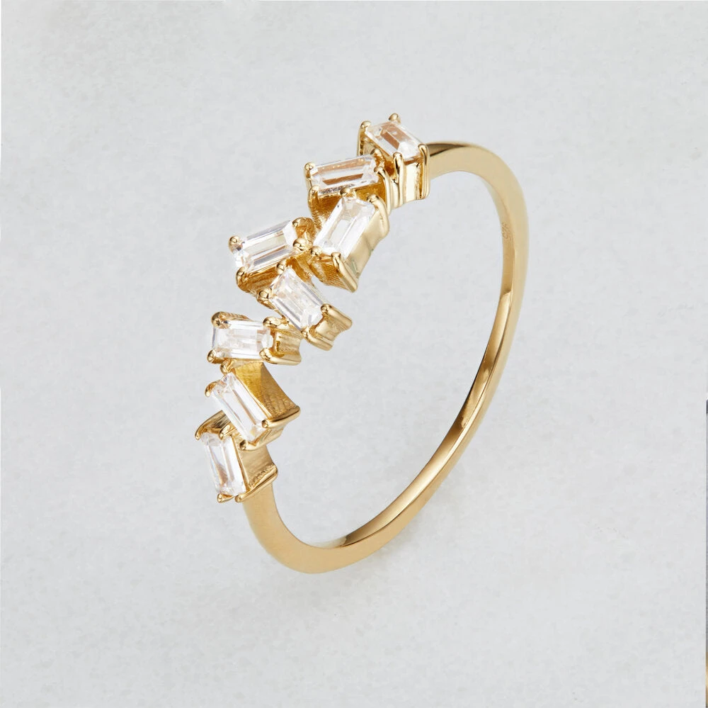 Gold Diamond Style Baguette Ring - Image 8
