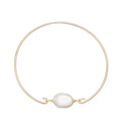 Gold Large Pearl Bangle