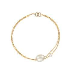 Gold Layered Large And Small Pearl Bracelet