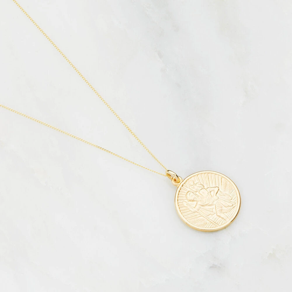 Silver Medium Round St Christopher Necklace - Image 6