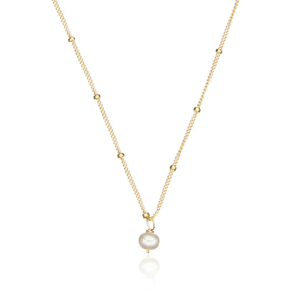 Gold Single Pearl Satellite Necklace