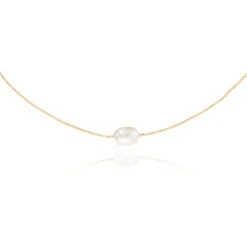 Gold Large Single Pearl Choker