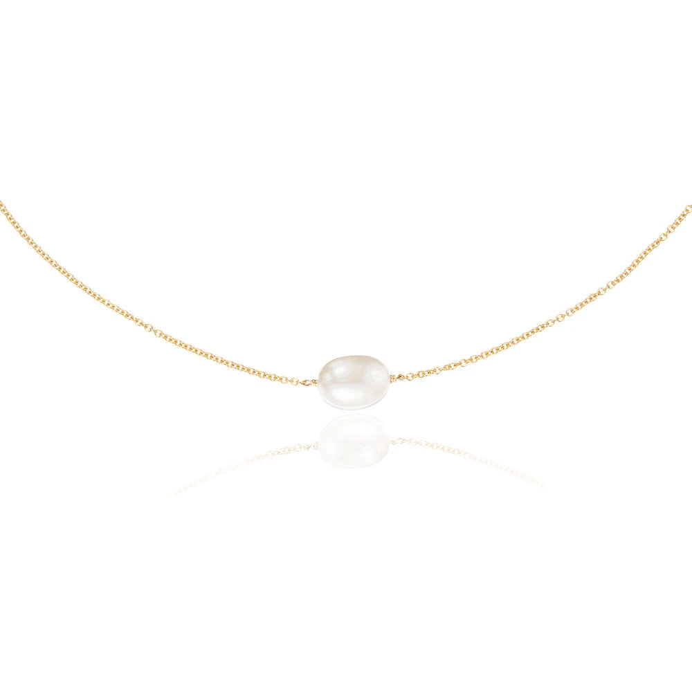 Gold Large Single Pearl Choker