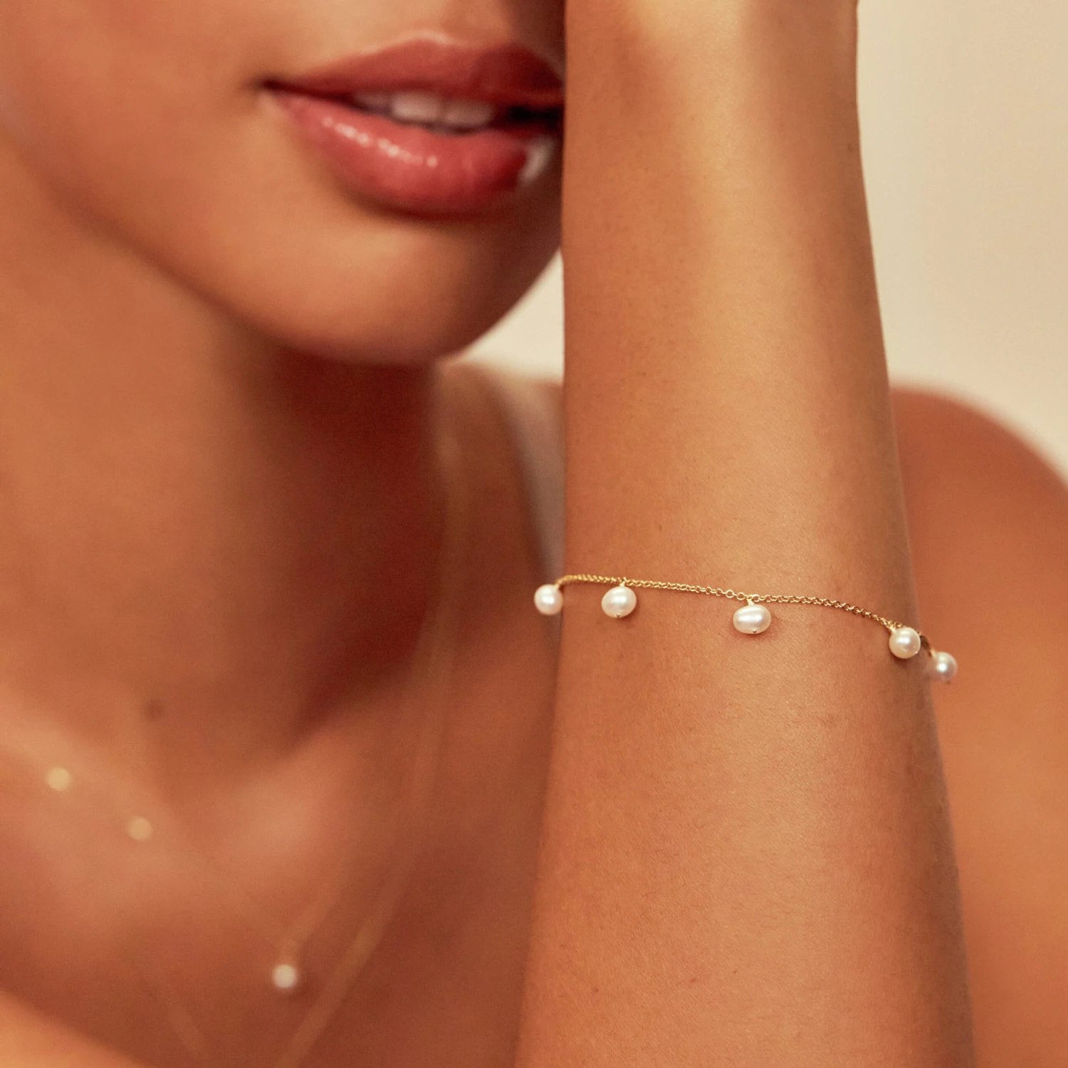 Gold Pearl Drop Bracelet - Image 2