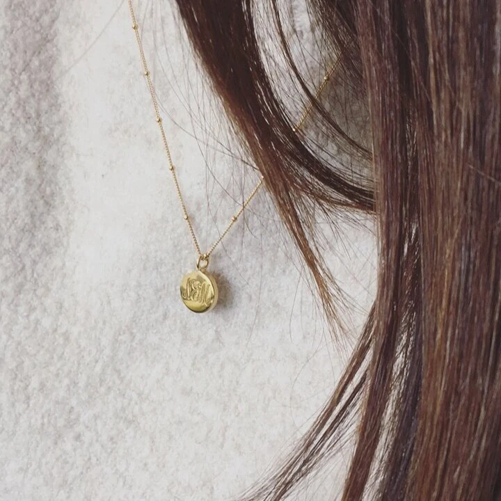 Silver Large Engraved Disc Necklace - Image 5