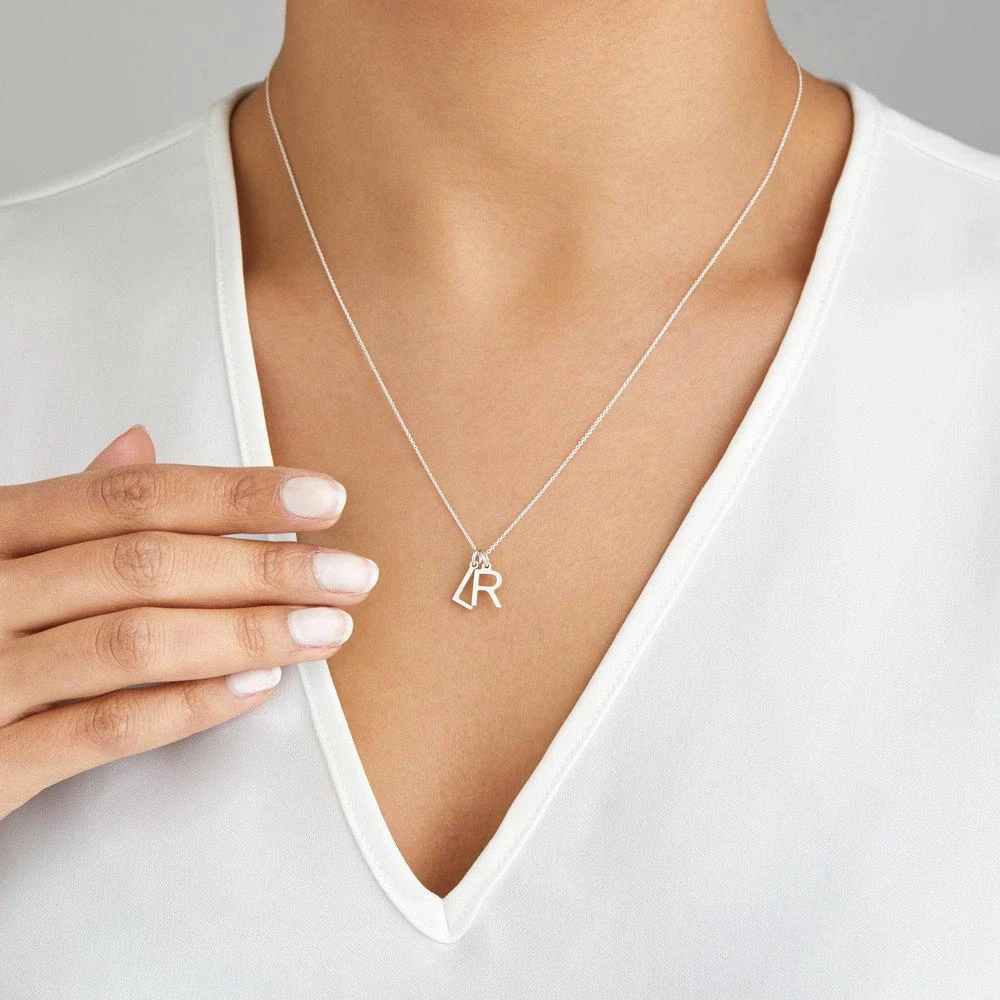 Solid White Gold Initial Letter Necklace - Image 15