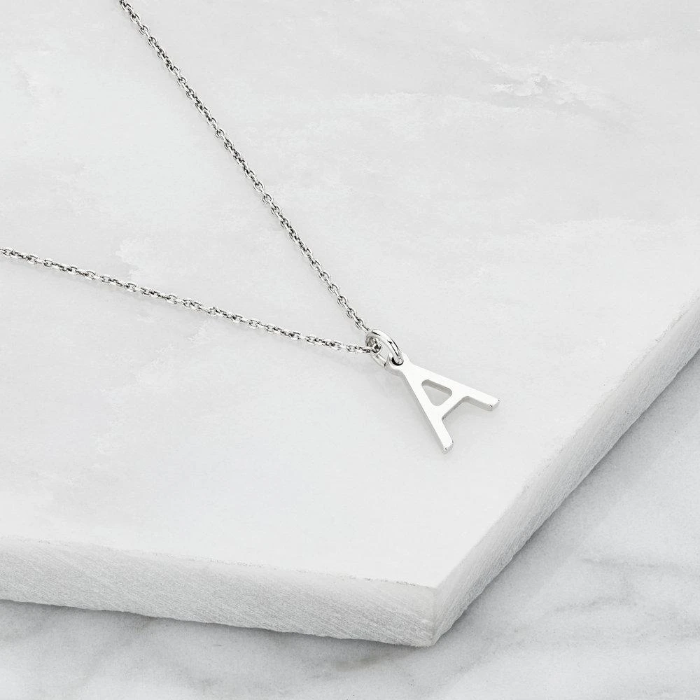 Solid White Gold Initial Letter Necklace - Image 14