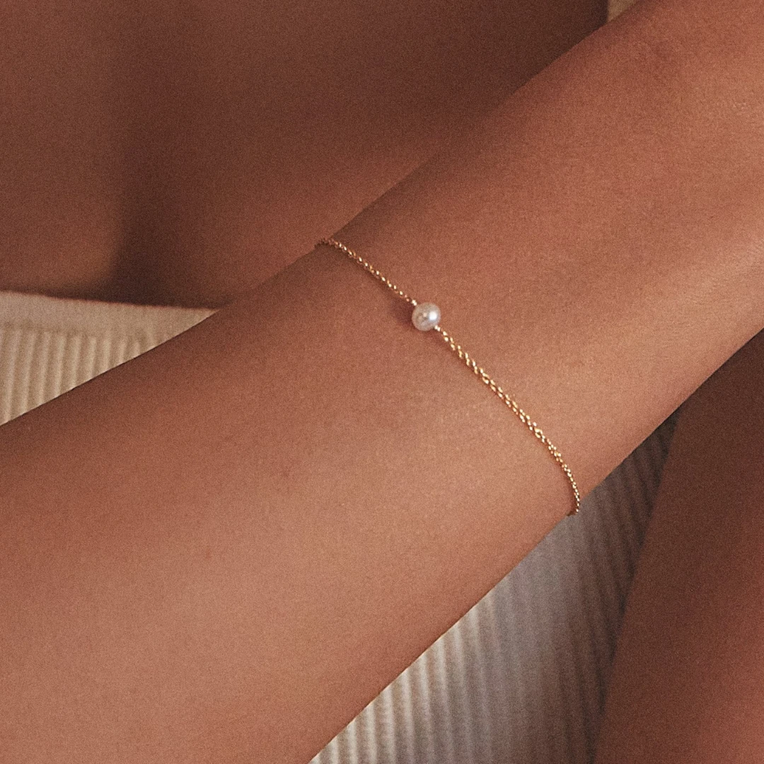 Gold Single Pearl Choker And Bracelet Set - Image 3