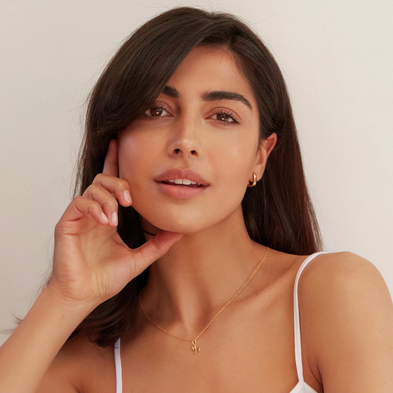 Gold Thick Squared Hoop Pearl Drop Earrings - Image 9