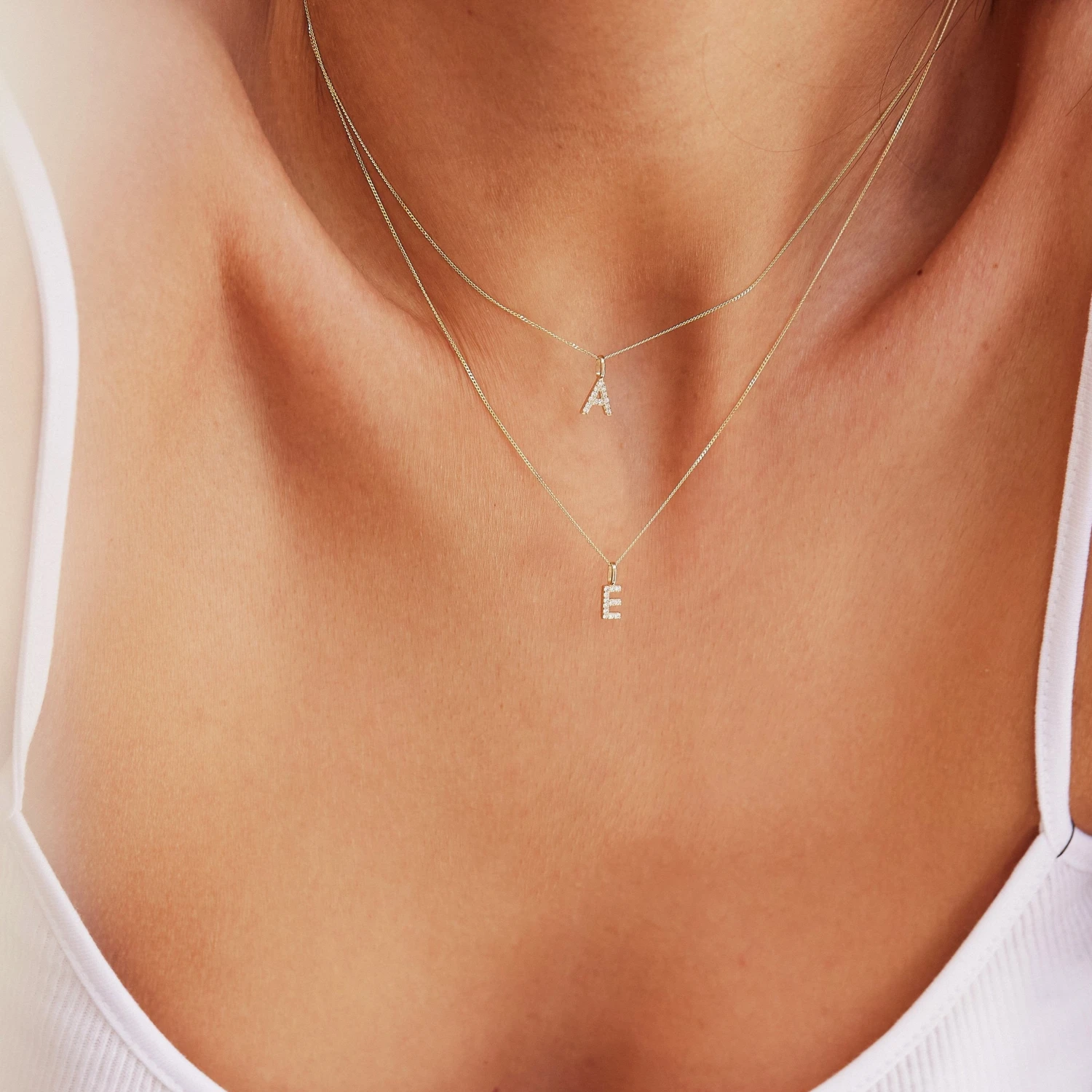 Solid White Gold Genuine Diamond Individual Initial Charm - Image 5