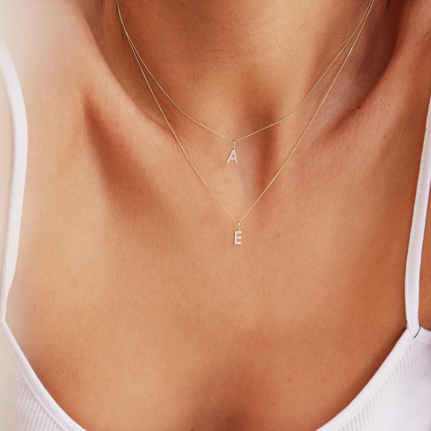 Solid Gold Genuine Diamond Initial Letter Necklace - Image 7