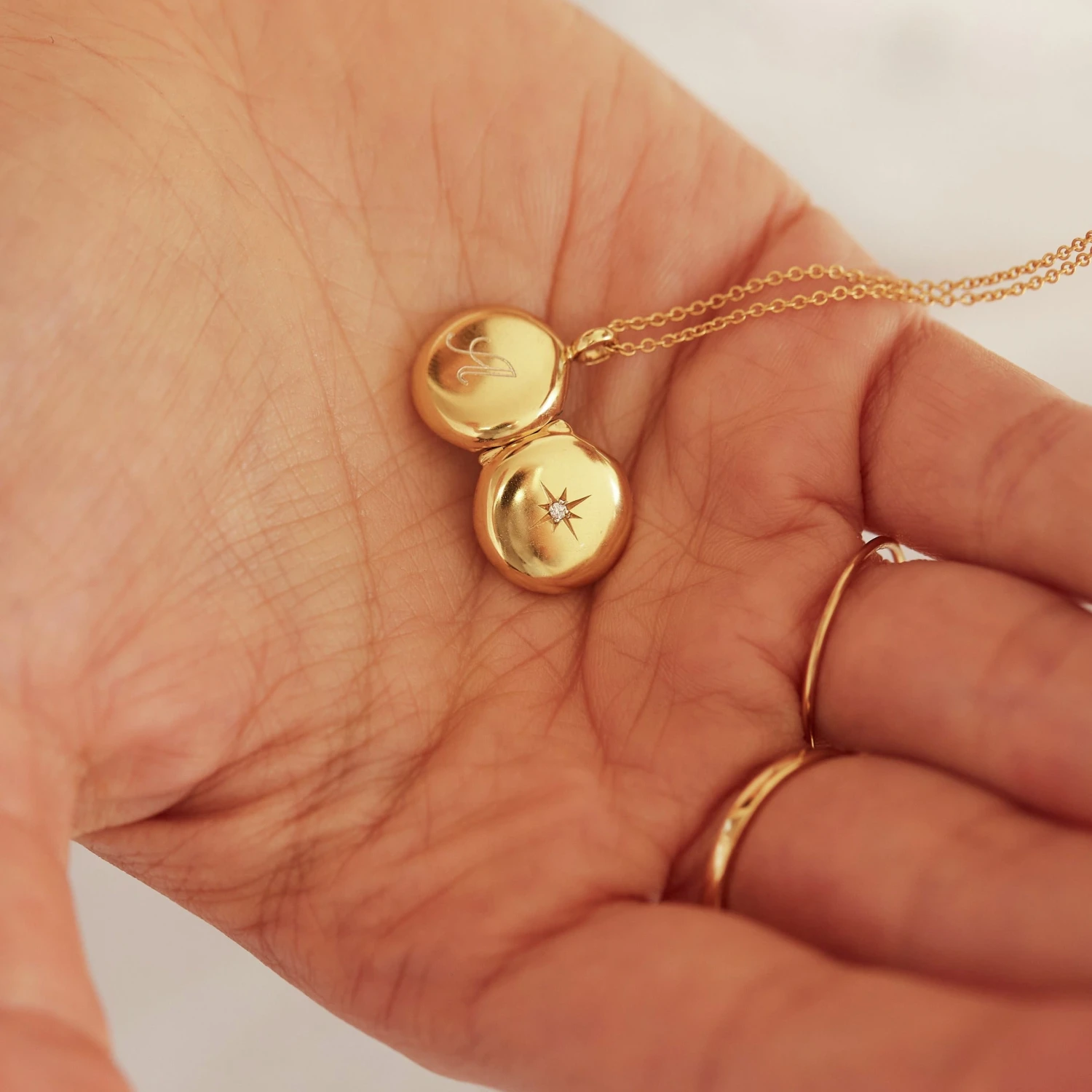 Silver Small Round Diamond Locket Necklace - Image 10