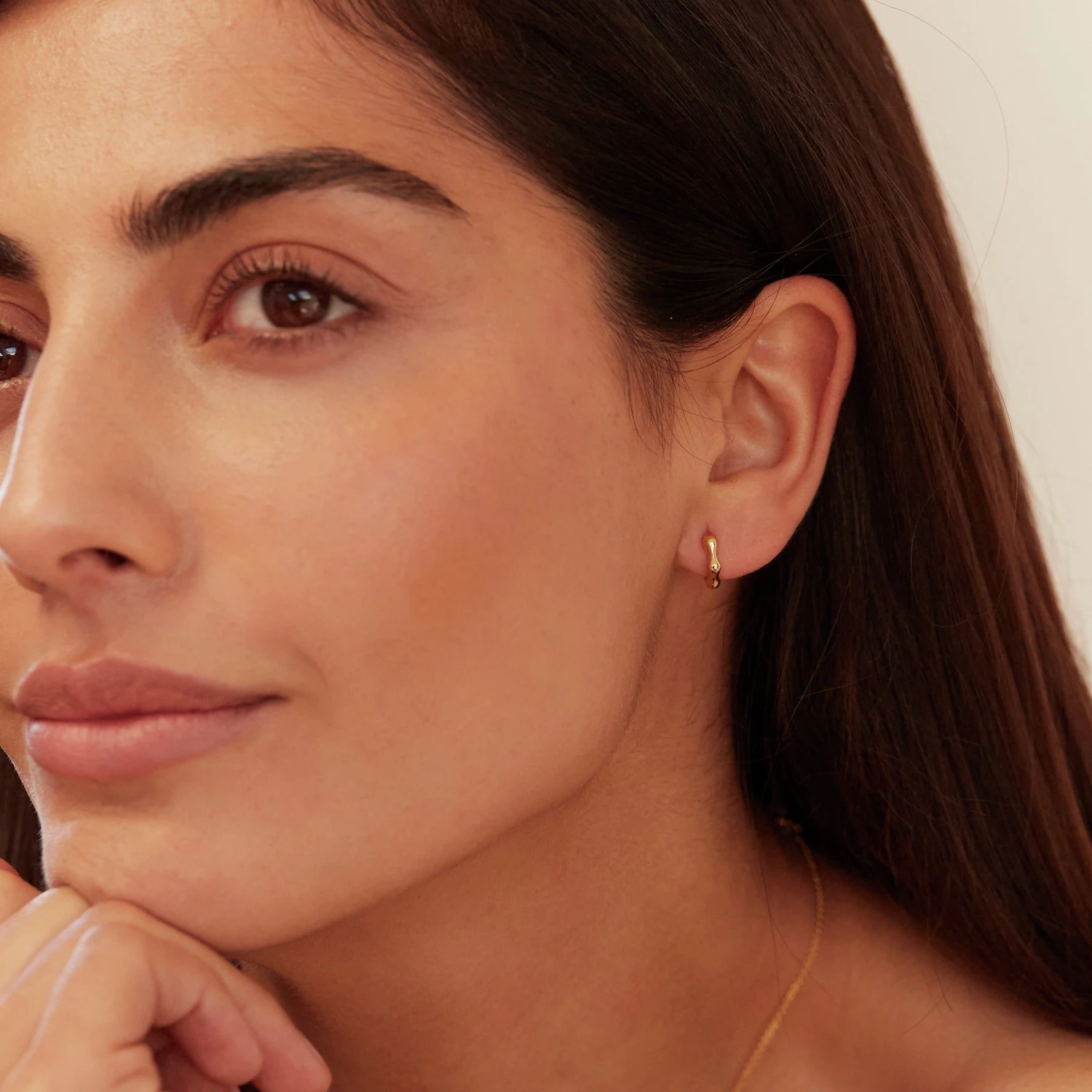 Silver Molten Huggie Hoop Earrings - Image 3