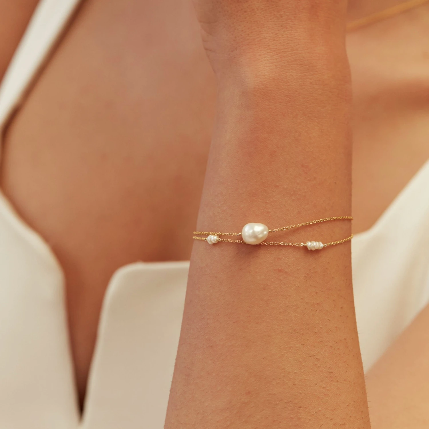 Gold Mini Pearl Bracelet - Image 5