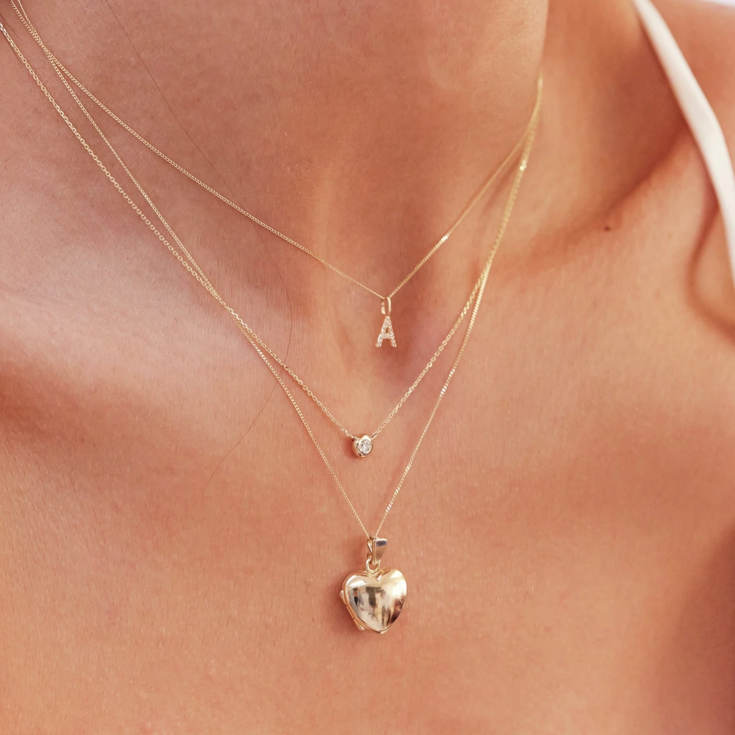 Solid Gold Floating Diamond Necklace - Image 14