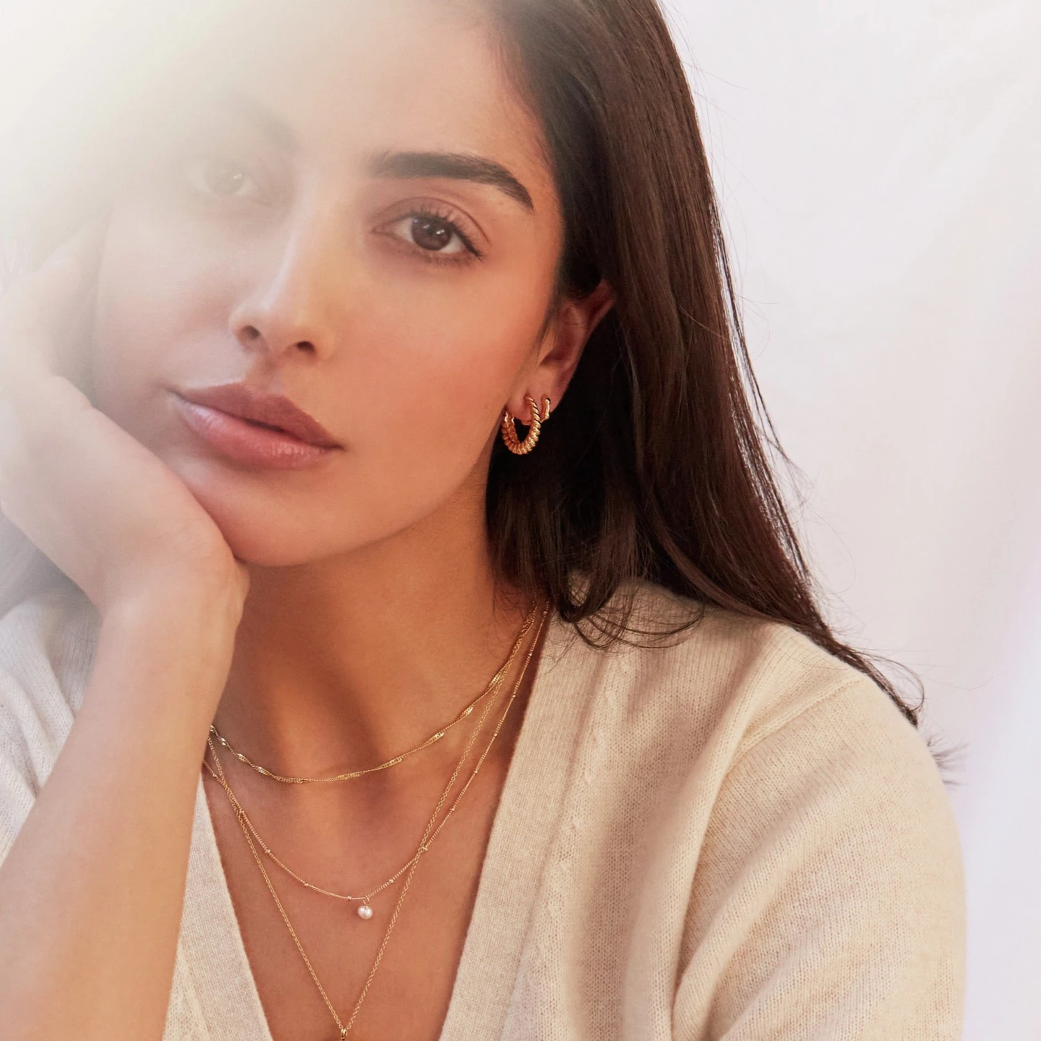 Silver Molten Huggie Hoop Earrings - Image 6