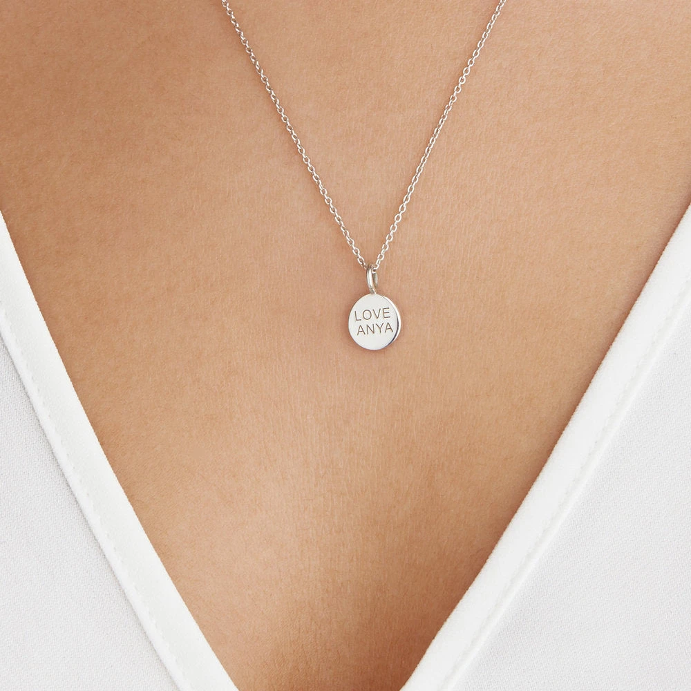 Silver Small Personalised Disc Necklace - Image 2
