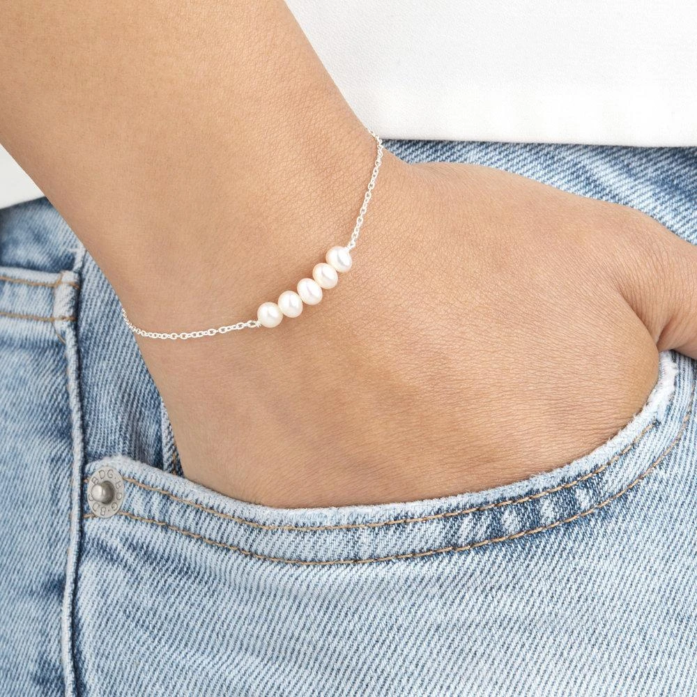 White Gold Cluster Pearl Bracelet - Image 2