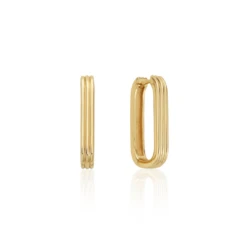 Gold Large Ribbed Hoop Earrings