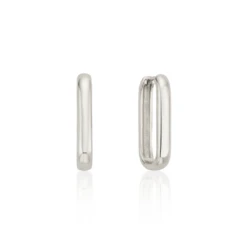 Silver Large Plain Hoop Earrings