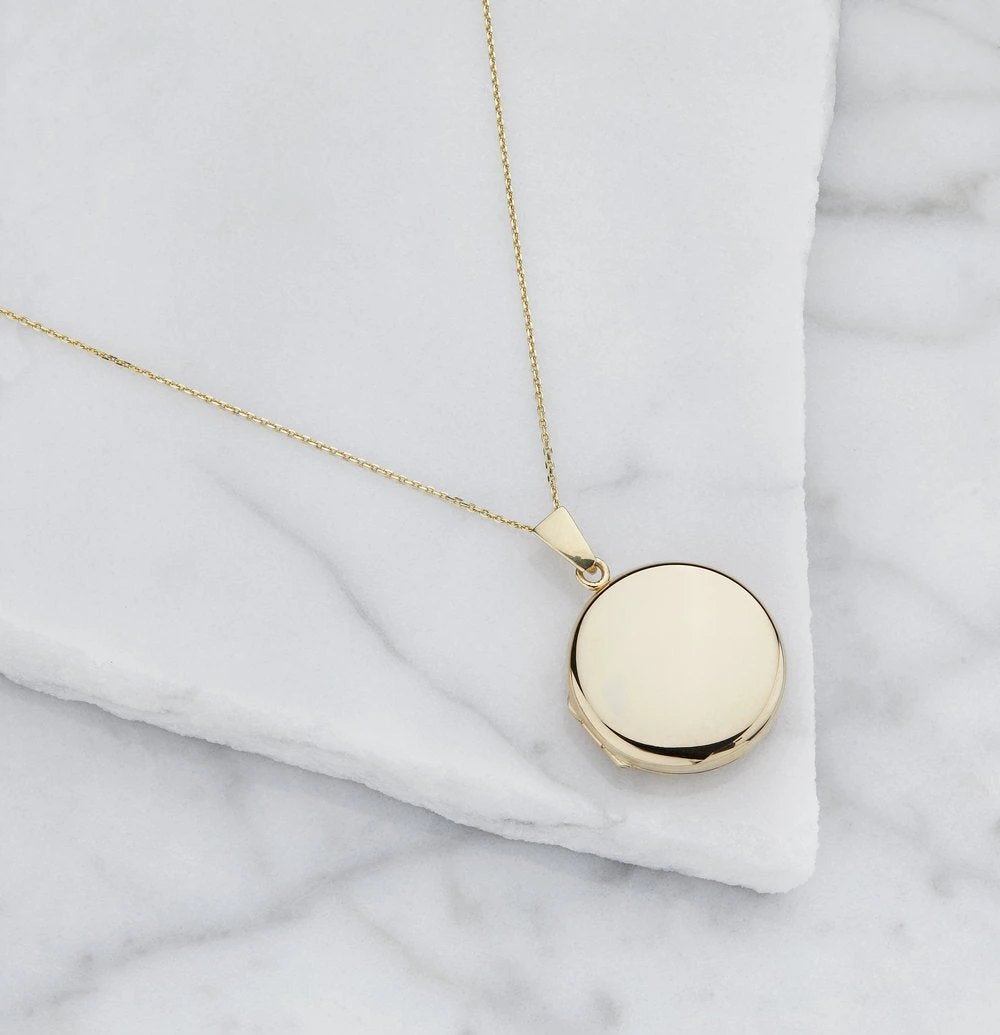 Solid Gold Large Round Locket Necklace - Image 6