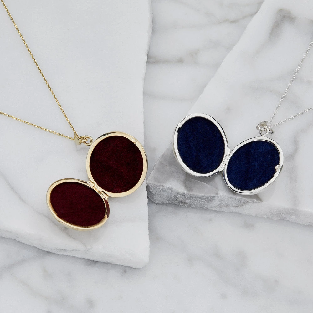 Silver Large Round Locket Necklace - Image 9