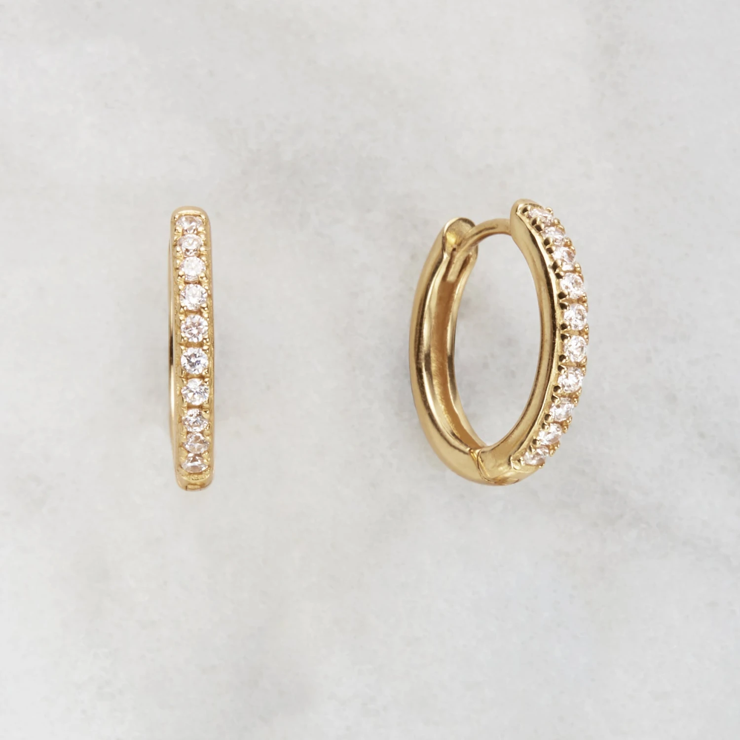 Gold Diamond Style Large Hoop Earrings - Image 4