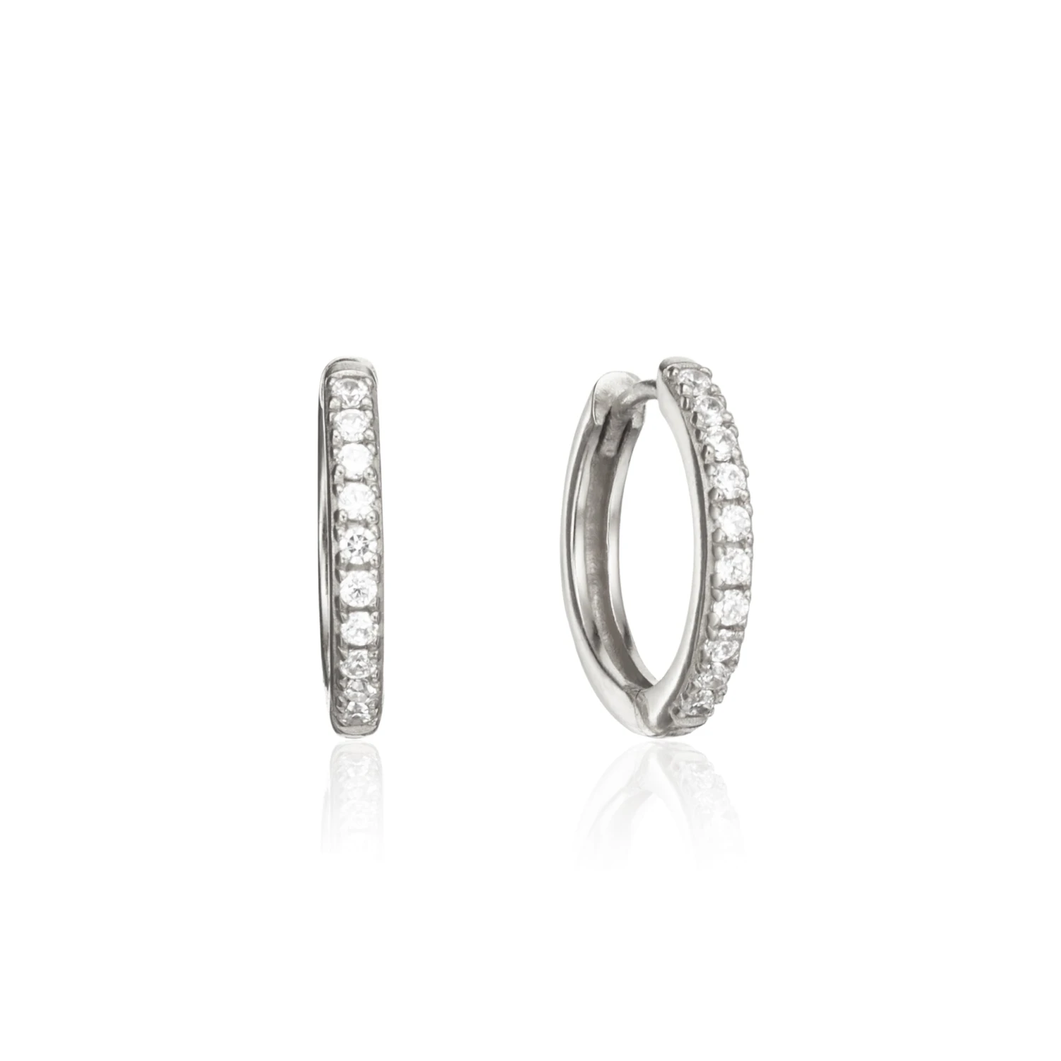 Silver Diamond Style Large Hoop Earrings