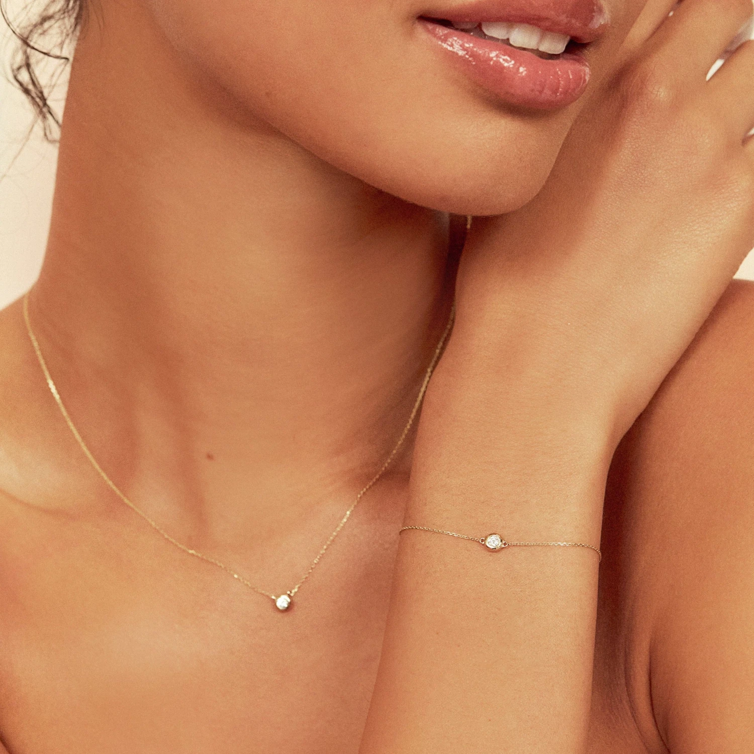 Solid Gold Floating Diamond Bracelet - Image 2