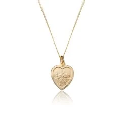 Solid Gold Small Heart St Christopher Necklace