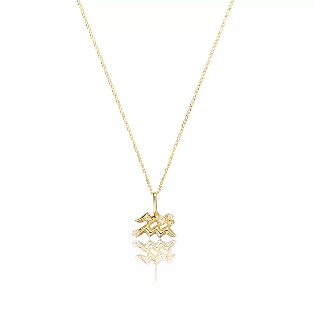 Solid Gold Genuine Diamond Zodiac Necklace - Image 17