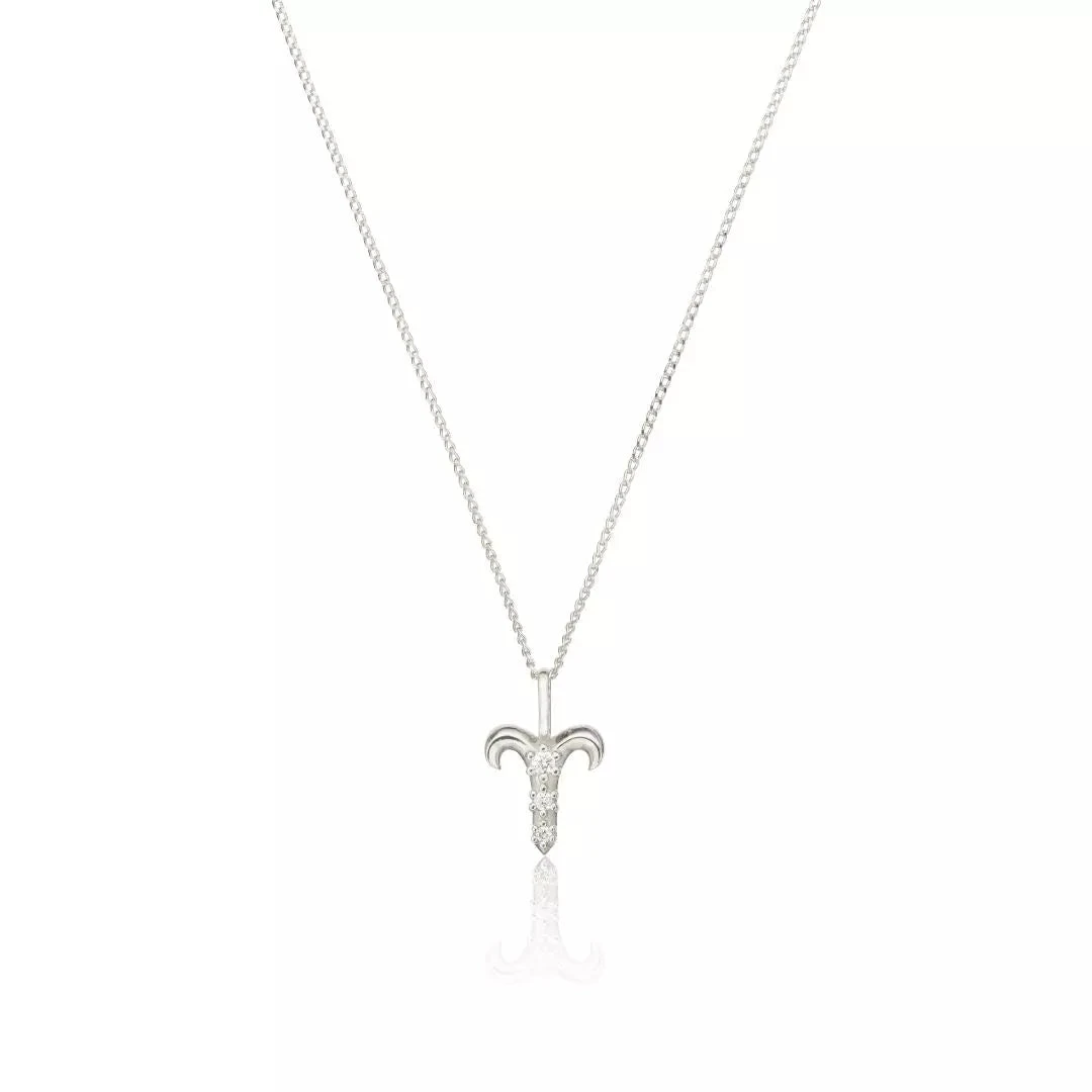 Solid White Gold Genuine Diamond Zodiac Necklace - Image 12