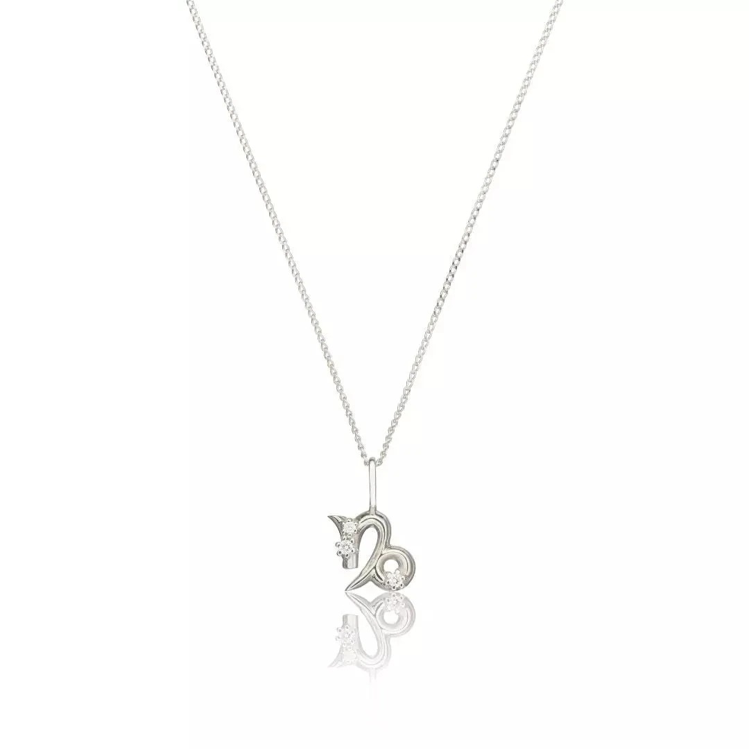 Solid White Gold Genuine Diamond Zodiac Necklace - Image 11